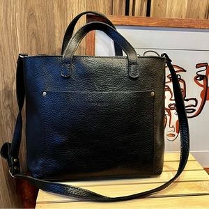 PLG Medium Crossbody Tote | Pebbled Black